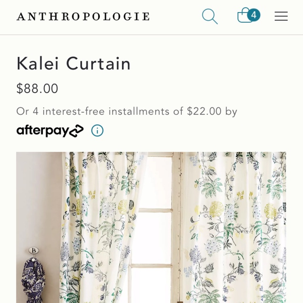 96” Anthropologie Kalei Curtain Panels 3 for $115